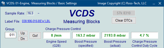 screenshot of the VCDS measuring blocks label screen