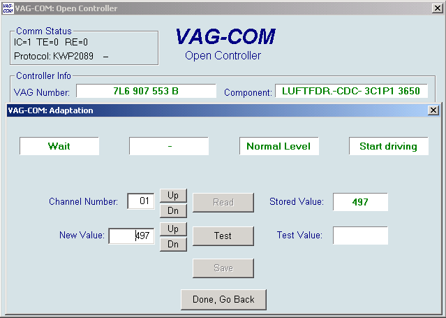 Ross-Tech: VAG-COM: Suspension Level Control Calibration