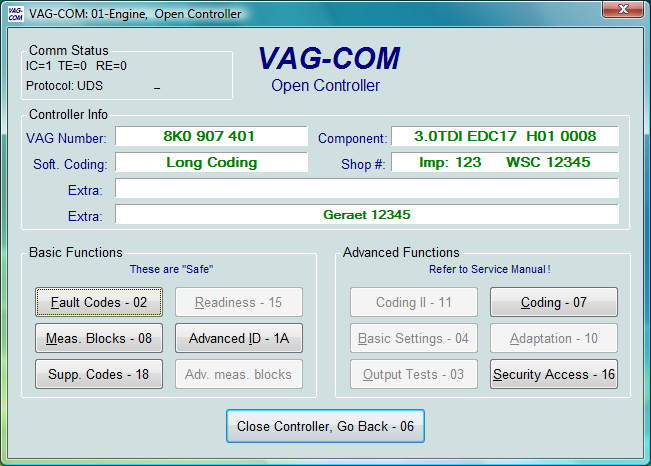 Vag Option Codes