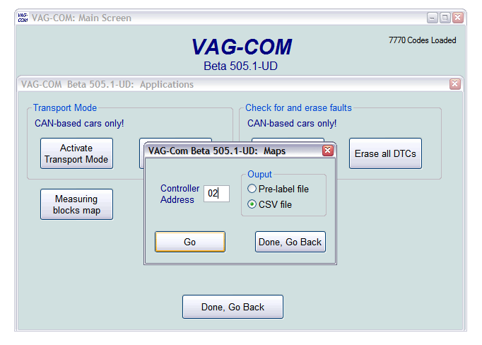 Vag Option Codes