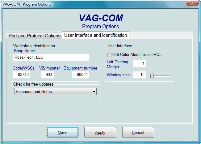 Vag Option Codes