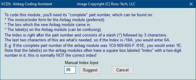 Screenshot of VCDS Airbag Coding 3
