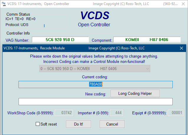 Screenshot of VCDS Long Coding