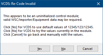 Screenshot of VCDS Experimental Coding